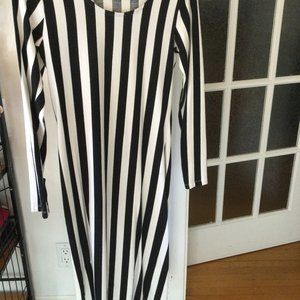 JUST FEMALE black/white stripes dress  - NEW